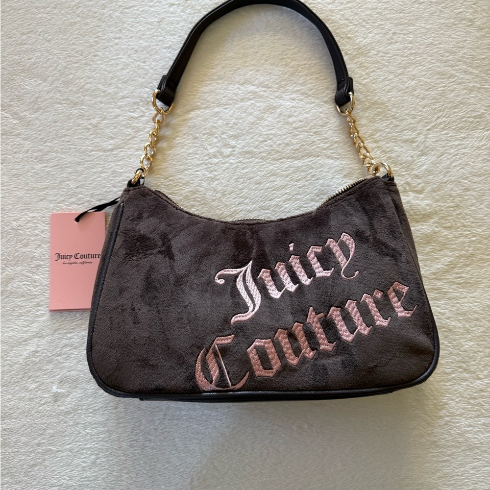 JUICY COUTURE BETTER TOGETHER HOBO BAG CHOCOLATE W PINK SOFT BEAUTIFUL